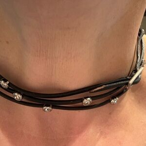COPY - Triple strand choker faux leather with studs